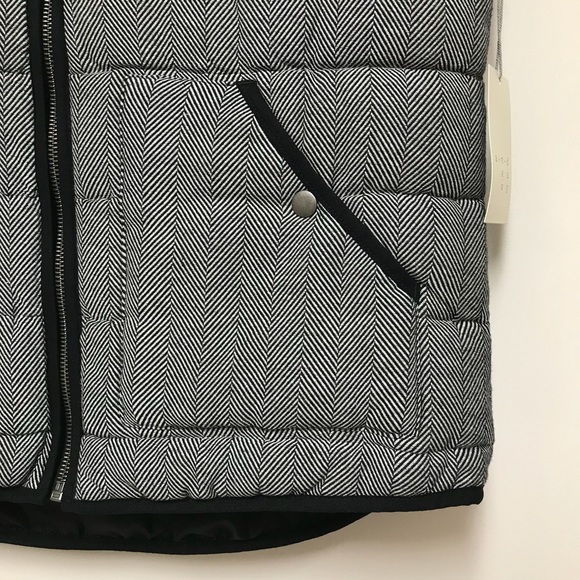 Puffer Vest black & white Herringbone NWT - Picture 3 of 4